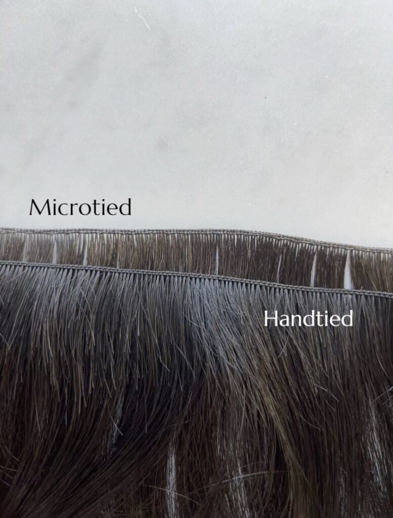 Hand Tied Hair Extensions, Micro Tied Hair Extensions, Hand Tied vs Micro Tied, Weft Extensions, Yovanka Loria, Tape Hair Extensions, Bead Hair Extensions.